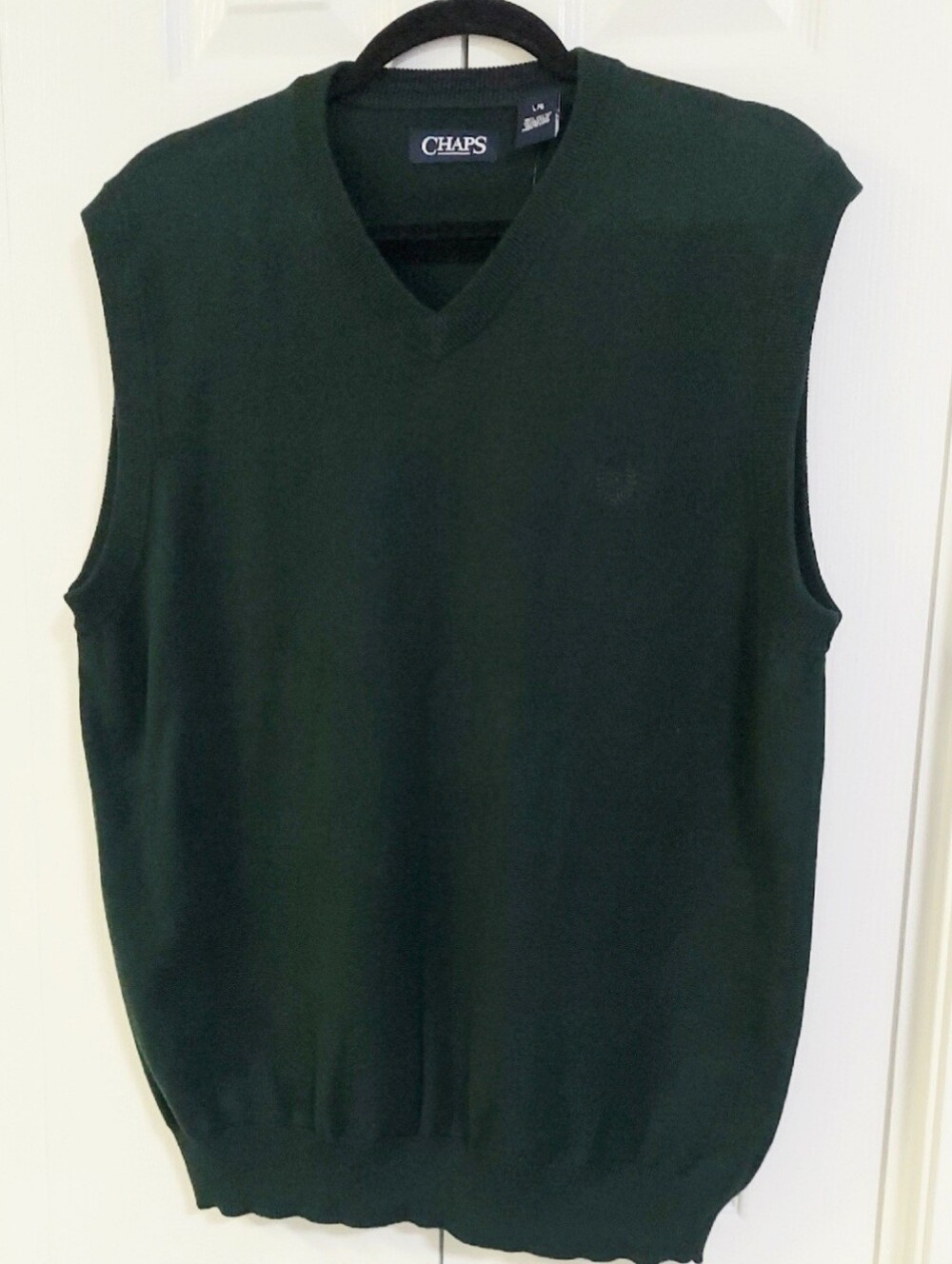 Ralph Lauren Chaps Sweater Vest, New! Size Large, Forest Green Knit